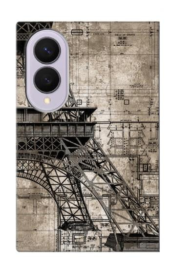 S3416 Eiffel Tower Blueprint Case For Samsung Galaxy Z Fold 8