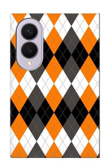 S3421 Black Orange White Argyle Plaid Case For Samsung Galaxy Z Fold 8
