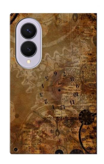 S3456 Vintage Paper Clock Steampunk Case For Samsung Galaxy Z Fold 8