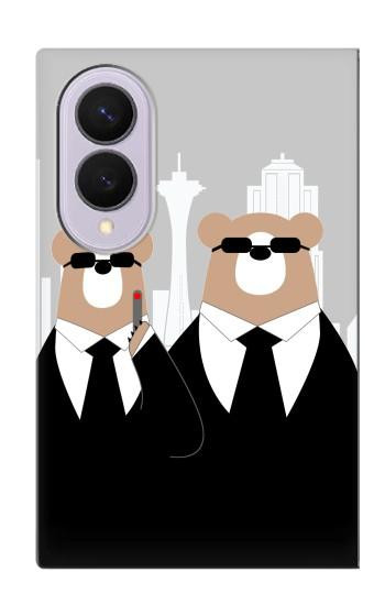 S3557 Bear in Black Suit Case For Samsung Galaxy Z Fold 8
