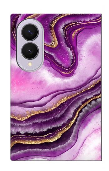 S3896 Purple Marble Gold Streaks Case For Samsung Galaxy Z Fold 8