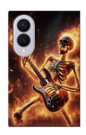 S3984 Fire Skeleton Playing Guitar Case For Samsung Galaxy Z Fold 8