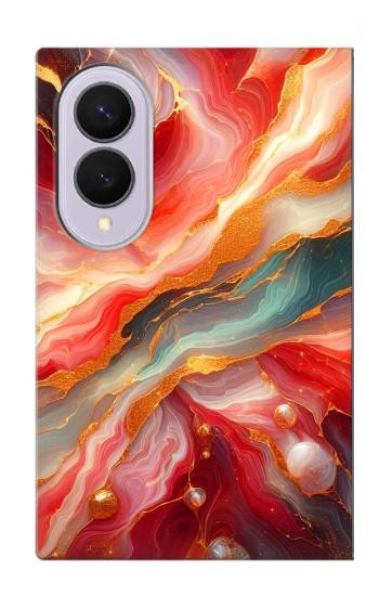 S4012 Red Marble Gold Veins Case For Samsung Galaxy Z Fold 8