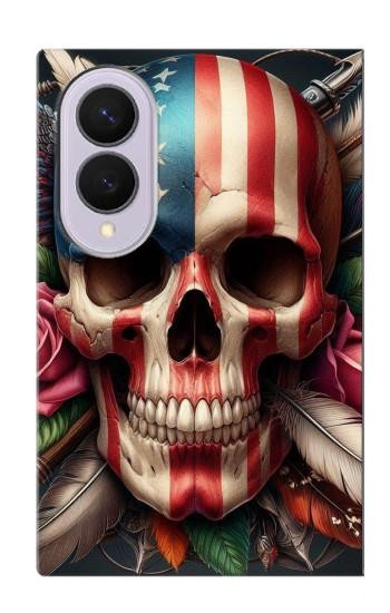 S4015 Skull American Flag Case For Samsung Galaxy Z Fold 8
