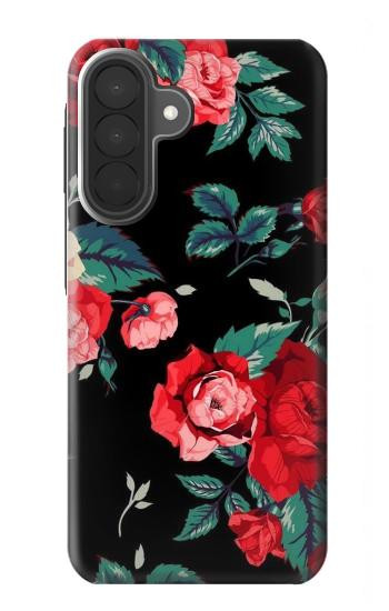 S3112 Rose Floral Pattern Black Case For Samsung Galaxy A27