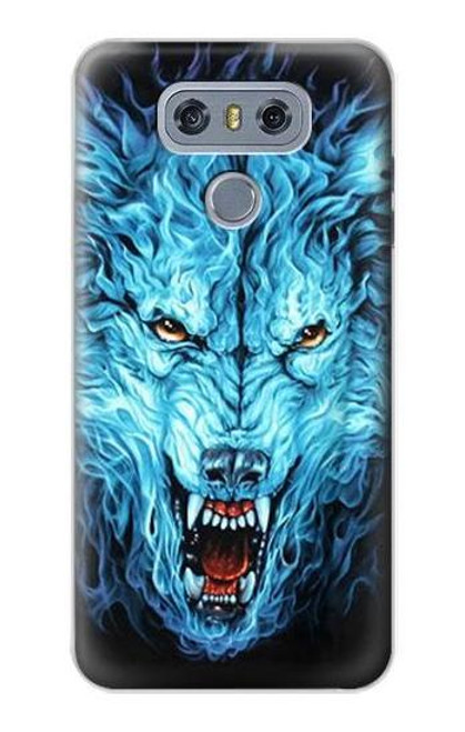S0752 Blue Fire Grim Wolf Case For LG G6