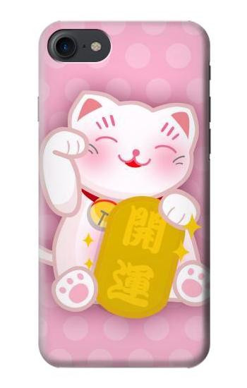 S3025 Pink Maneki Neko Lucky Cat Case For iPhone 7, iPhone 8