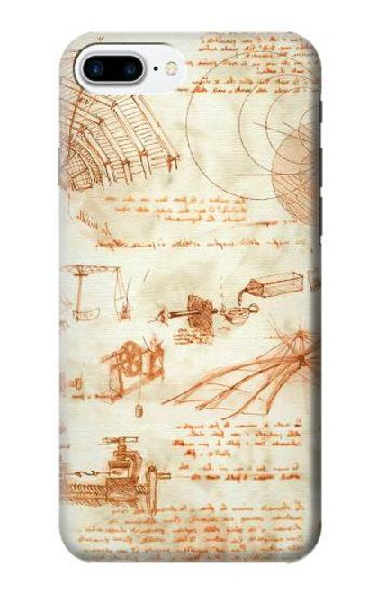 S0566 Technical Drawing Da Vinci Case For iPhone 7 Plus, iPhone 8 Plus