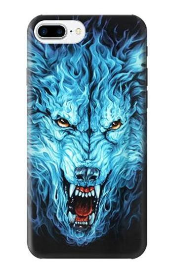 S0752 Blue Fire Grim Wolf Case For iPhone 7 Plus, iPhone 8 Plus