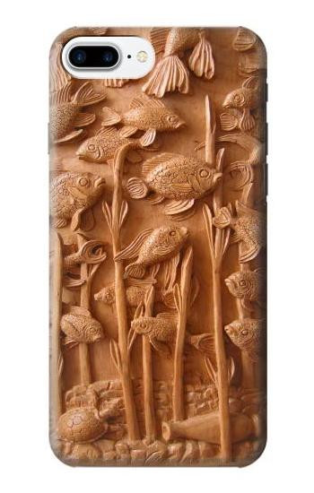 S1307 Fish Wood Carving Graphic Printed Case For iPhone 7 Plus, iPhone 8 Plus