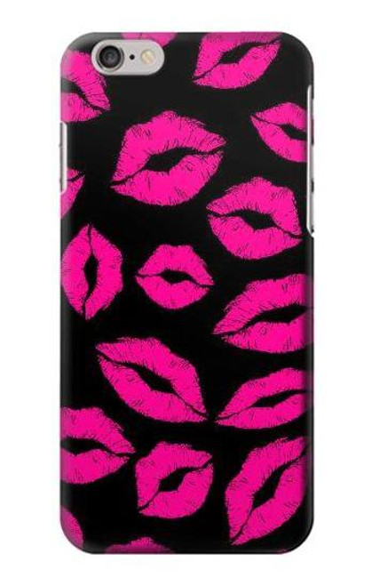 S2933 Pink Lips Kisses on Black Case For iPhone 6 Plus, iPhone 6s Plus