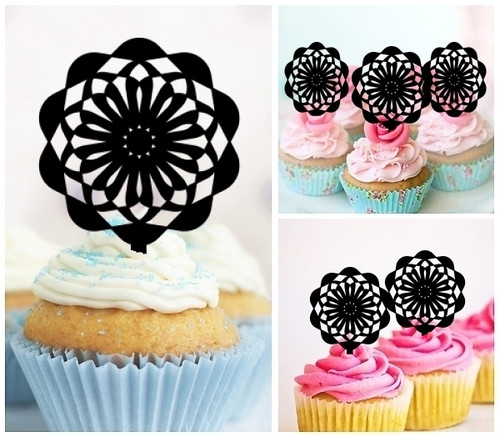 TA0005 Ferris Wheel Silhouette Party Wedding Birthday Acrylic Cupcake Toppers Decor 10 pcs