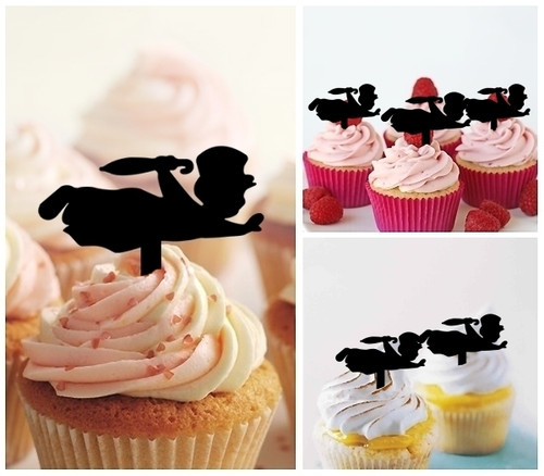 TA0232 Peter Pan John Silhouette Party Wedding Birthday Acrylic Cupcake Toppers Decor 10 pcs