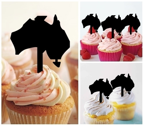TA0292 Australia Silhouette Party Wedding Birthday Acrylic Cupcake Toppers Decor 10 pcs