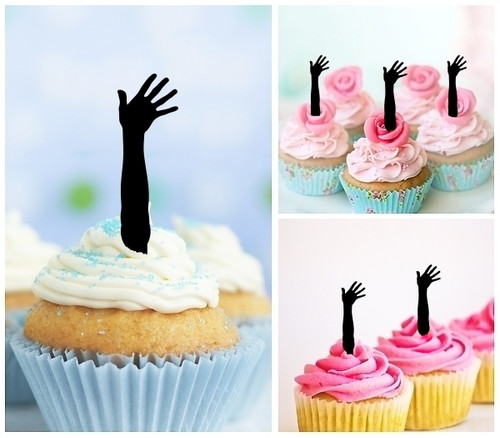 TA0588 Hand Bye Bye Silhouette Party Wedding Birthday Acrylic Cupcake Toppers Decor 10 pcs
