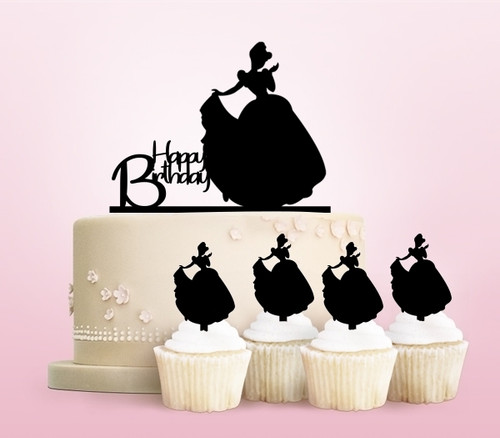 TC0025 Happy Birthday My Princess Party Wedding Birthday Acrylic Cake Topper Cupcake Toppers Decor Set 11 pcs