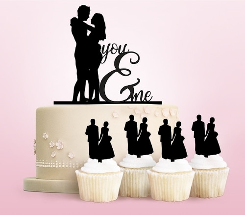 TC0195 You and Me Party Wedding Birthday Acrylic Cake Topper Cupcake Toppers Decor Set 11 pcs