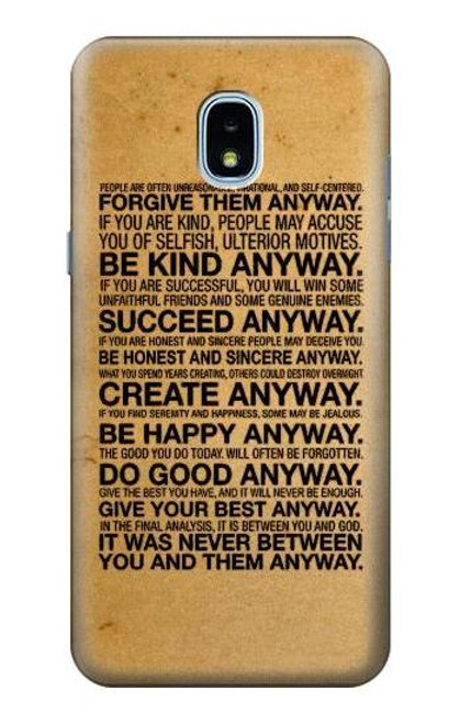 S2513 Mother Teresa Anyway Quotes Case For Samsung Galaxy J3 (2018), J3 Star, J3 V 3rd Gen, J3 Orbit, J3 Achieve, Express Prime 3, Amp Prime 3