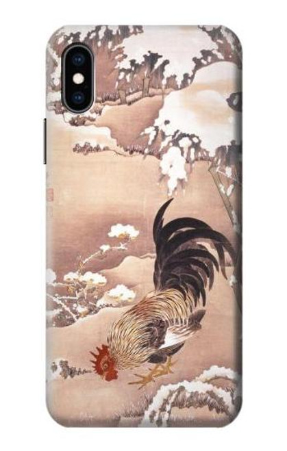 S1332 Ito Jakuchu Rooster Case For iPhone X, iPhone XS