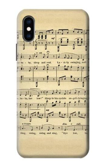 S2504 Vintage Music Sheet Case For iPhone X, iPhone XS