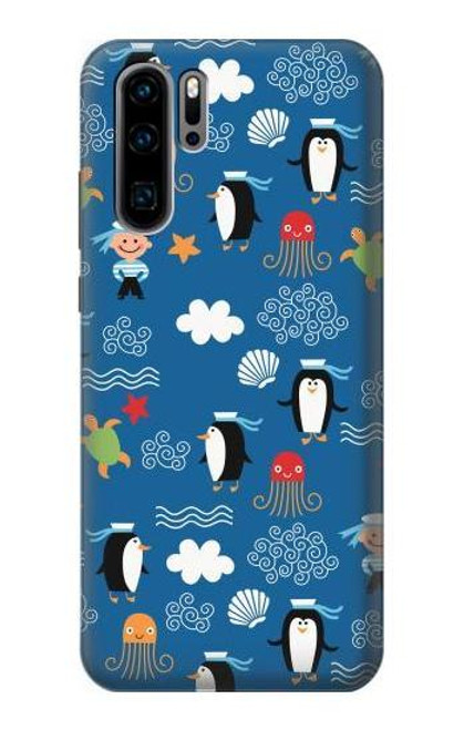 S2572 Marine Penguin Pattern Case For Huawei P30 Pro