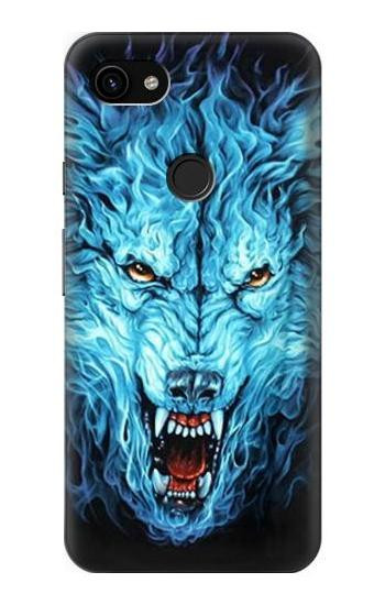 S0752 Blue Fire Grim Wolf Case For Google Pixel 3a XL