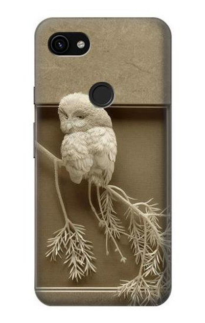 S1386 Paper Sculpture Owl Case For Google Pixel 3a XL