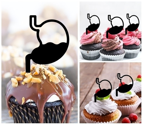 TA0997 Organ Gastro Silhouette Party Wedding Birthday Acrylic Cupcake Toppers Decor 10 pcs