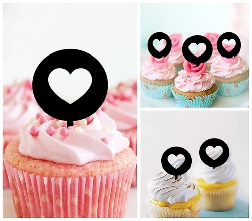 TA1043 Love Heart Silhouette Party Wedding Birthday Acrylic Cupcake Toppers Decor 10 pcs