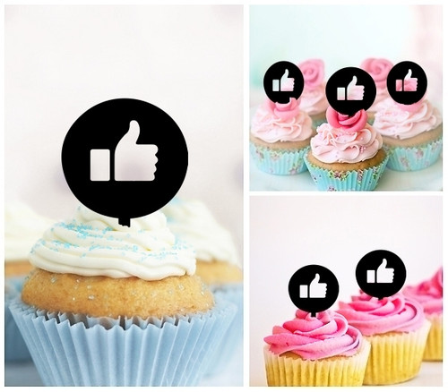 TA1044 Social Thumb Silhouette Party Wedding Birthday Acrylic Cupcake Toppers Decor 10 pcs