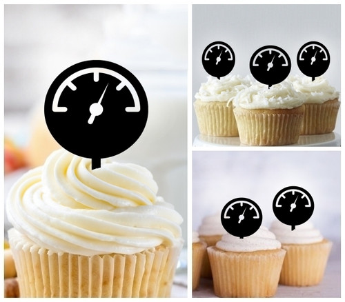 TA1155 Racing Speed Meter Silhouette Party Wedding Birthday Acrylic Cupcake Toppers Decor 10 pcs