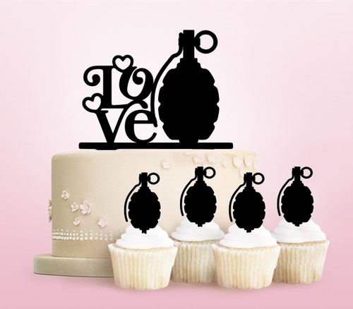 TC0236 Love Grenade Bomb Party Wedding Birthday Acrylic Cake Topper Cupcake Toppers Decor Set 11 pcs