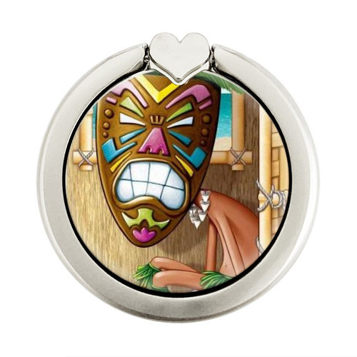 S1702 Tiki Man Toilet Graphic Ring Holder and Pop Up Grip