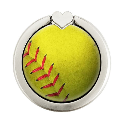 S3031 Yellow Softball Ball Graphic Ring Holder and Pop Up Grip