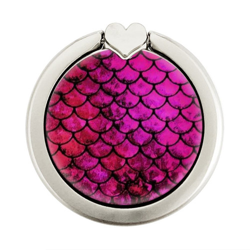 S3051 Pink Mermaid Fish Scale Graphic Ring Holder and Pop Up Grip