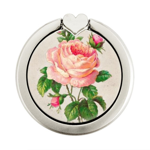 S3079 Vintage Pink Rose Graphic Ring Holder and Pop Up Grip