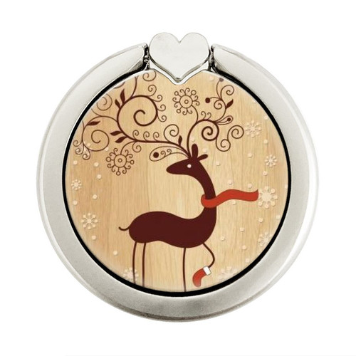 S3081 Wooden Raindeer Graphic Printed Graphic Ring Holder and Pop Up Grip