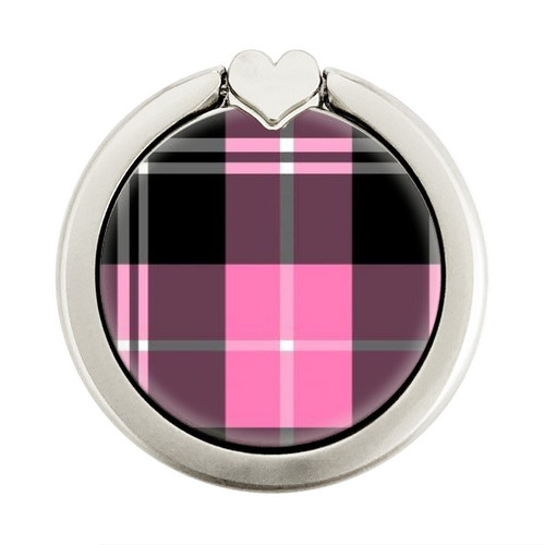 S3091 Pink Plaid Pattern Graphic Ring Holder and Pop Up Grip