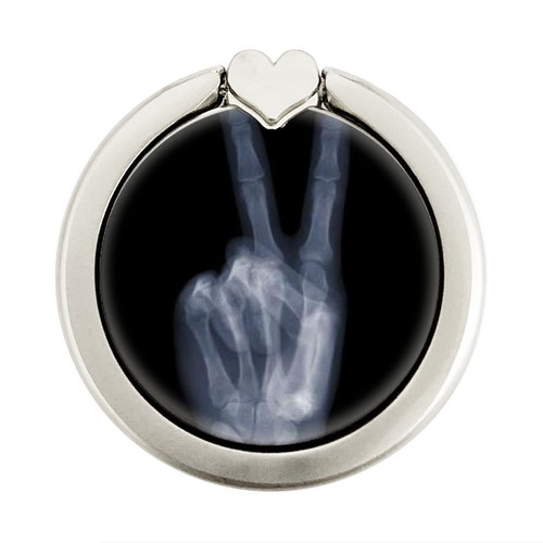 S3101 X-ray Peace Sign Fingers Graphic Ring Holder and Pop Up Grip