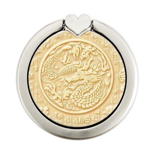 S3288 White Jade Dragon Graphic Painted Graphic Ring Holder and Pop Up Grip