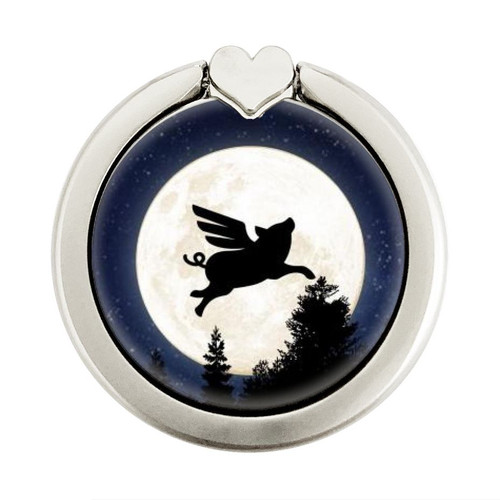 S3289 Flying Pig Full Moon Night Graphic Ring Holder and Pop Up Grip