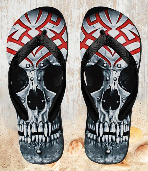 FA0015 Vampire Skull Tattoo Beach Slippers Sandals Flip Flops Unisex