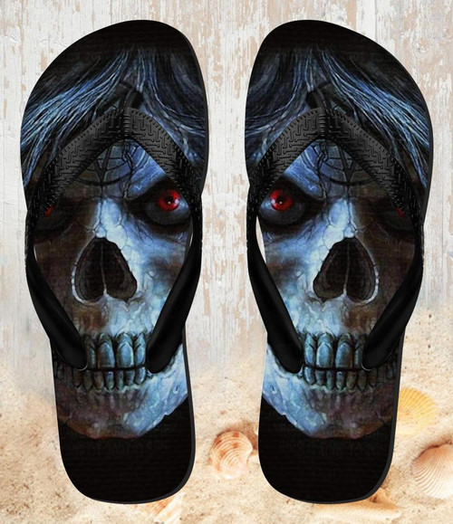 FA0294 Evil Death Skull Pentagram Beach Slippers Sandals Flip Flops Unisex