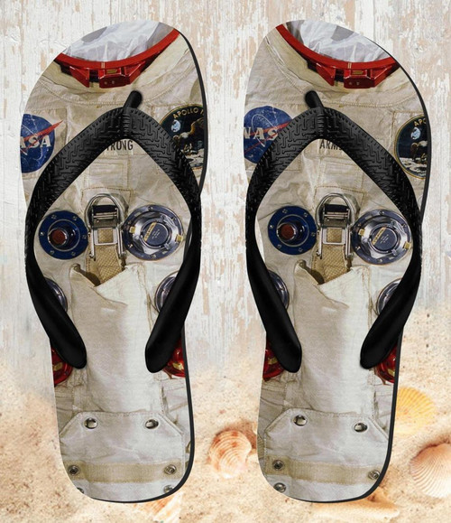 FA0301 Neil Armstrong White Astronaut Space Suit Beach Slippers Sandals Flip Flops Unisex