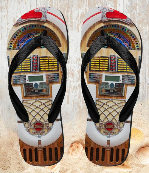 FA0369 Jukebox Music Playing Device Beach Slippers Sandals Flip Flops Unisex