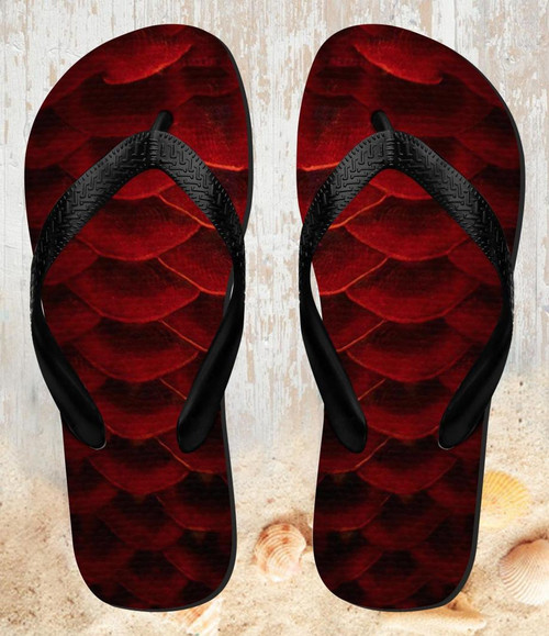 FA0377 Red Arowana Fish Scale Beach Slippers Sandals Flip Flops Unisex