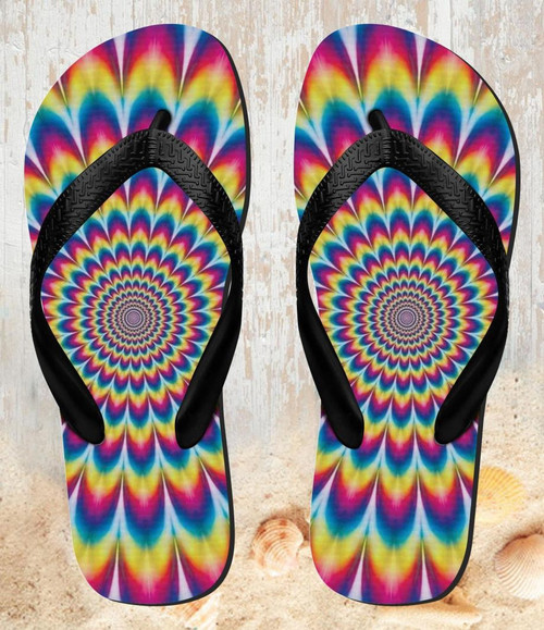 FA0470 Colorful Psychedelic Beach Slippers Sandals Flip Flops Unisex