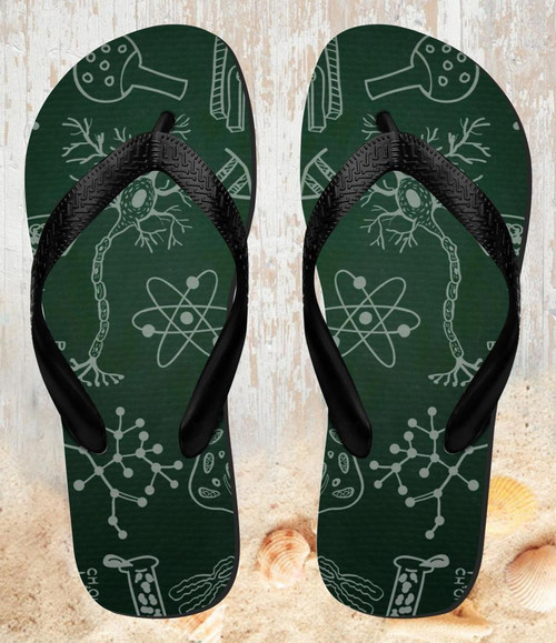 FA0487 Science Green Board Beach Slippers Sandals Flip Flops Unisex