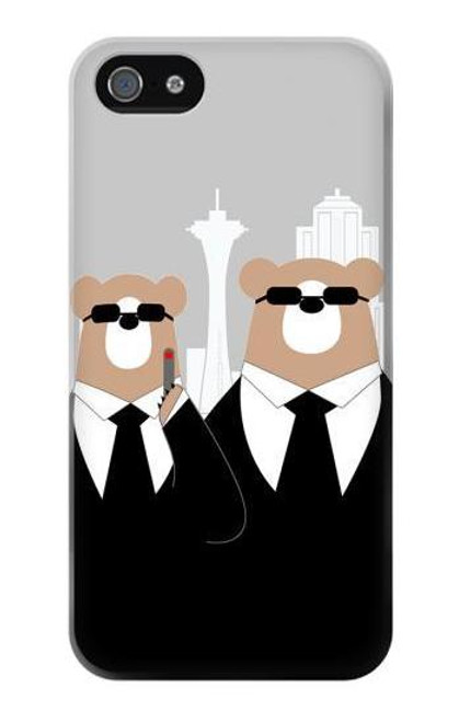 S3557 Bear in Black Suit Case For iPhone 5 5S SE