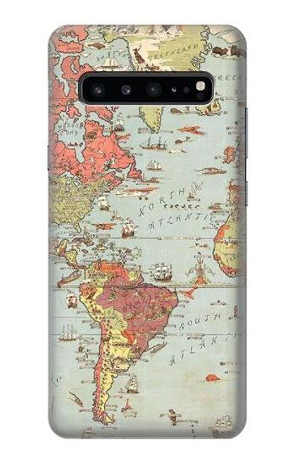 S3418 Vintage World Map Case For Samsung Galaxy S10 5G